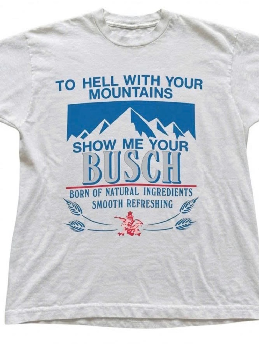 Gildan White Short-Sleeve Tee with Blue and Red Graphic